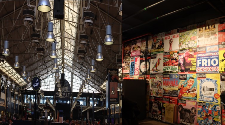 Time Out Market Lisbon interior food hall and cultural posters Portugal